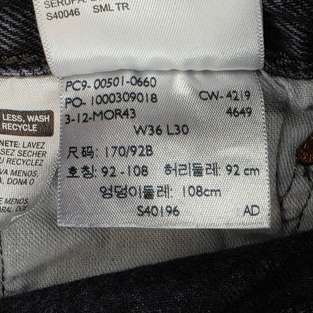 Levi‎ Strauss Co 501 Original Fit Button Fly Black Denim Jeans Mens W36 L30 - Picture 15 of 15